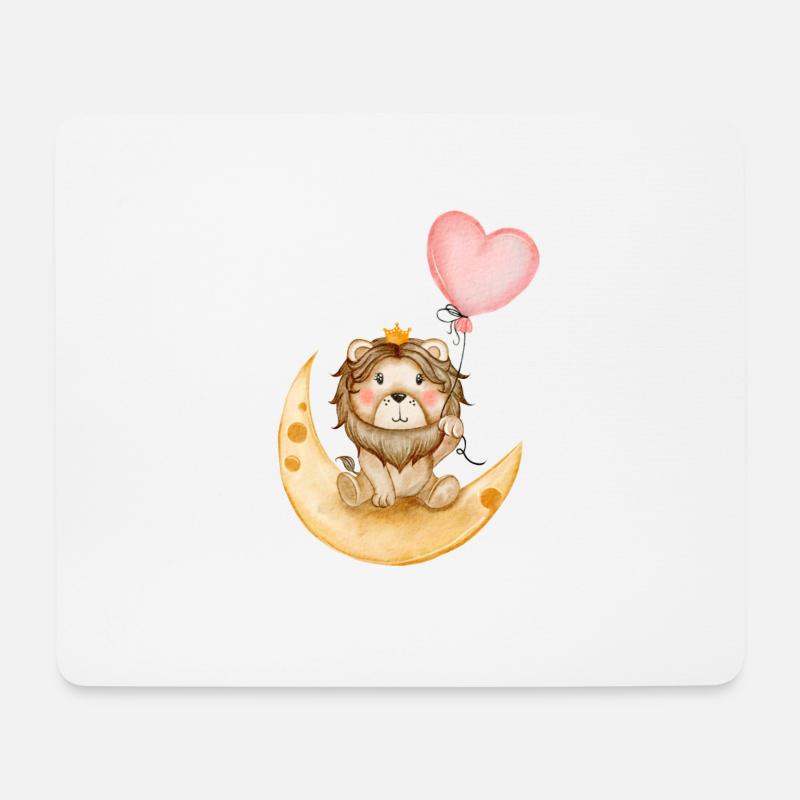 KLeiner Lion on the Crescent Moon - Mouse Pad (horizontal) - white