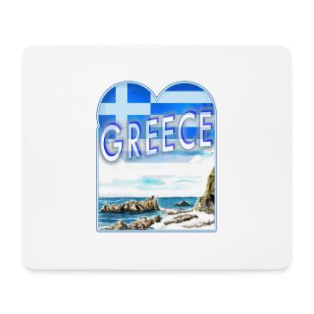 Aquarell VK Küste GR m Herz u Fagge Greece Grieche - Mousepad (Querformat) - Weiß - Vorne