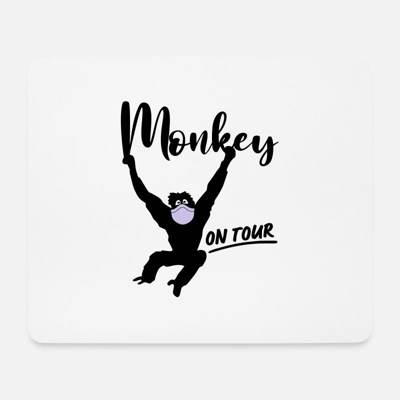 Monkey Affe Maske Corona On Tour - Mousepad (Querformat) - Weiß