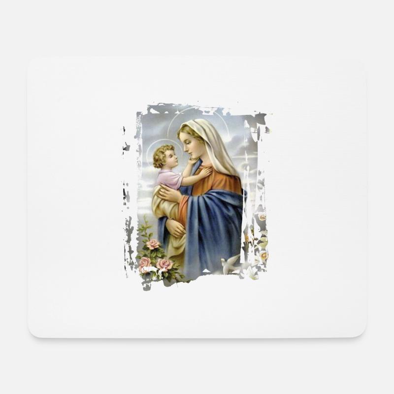Holly Mary Maria Madonna Mariana Jungfrau Maria - Mousepad (Querformat) - Weiß