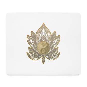 Lotus Lebensblume Yin Yang Gold - Fülle Reichtum - Mousepad (Querformat) - Weiß - Vorne