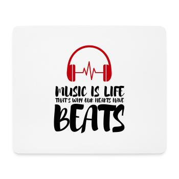 La musique, c’est la vie et c’est pourquoi la vie bat - Tapis de souris (format paysage) - blanc - Devant