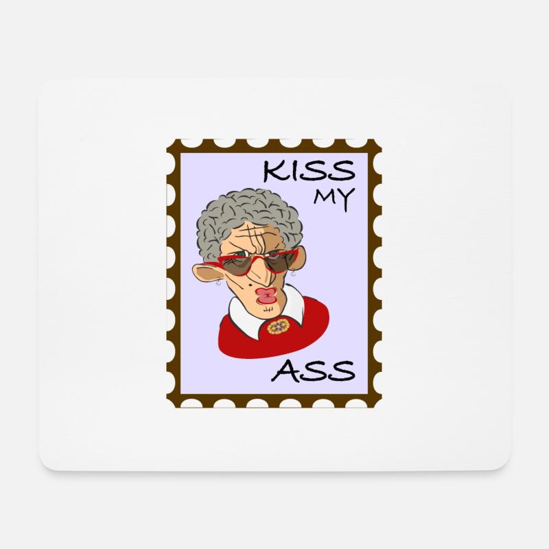 Cool old Lady - Kiss my Ass! - Mousepad (Querformat) - Weiß