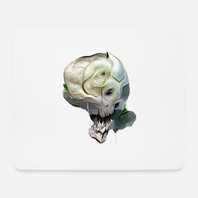 Schädel Rose - Mousepad (Querformat) - Weiß