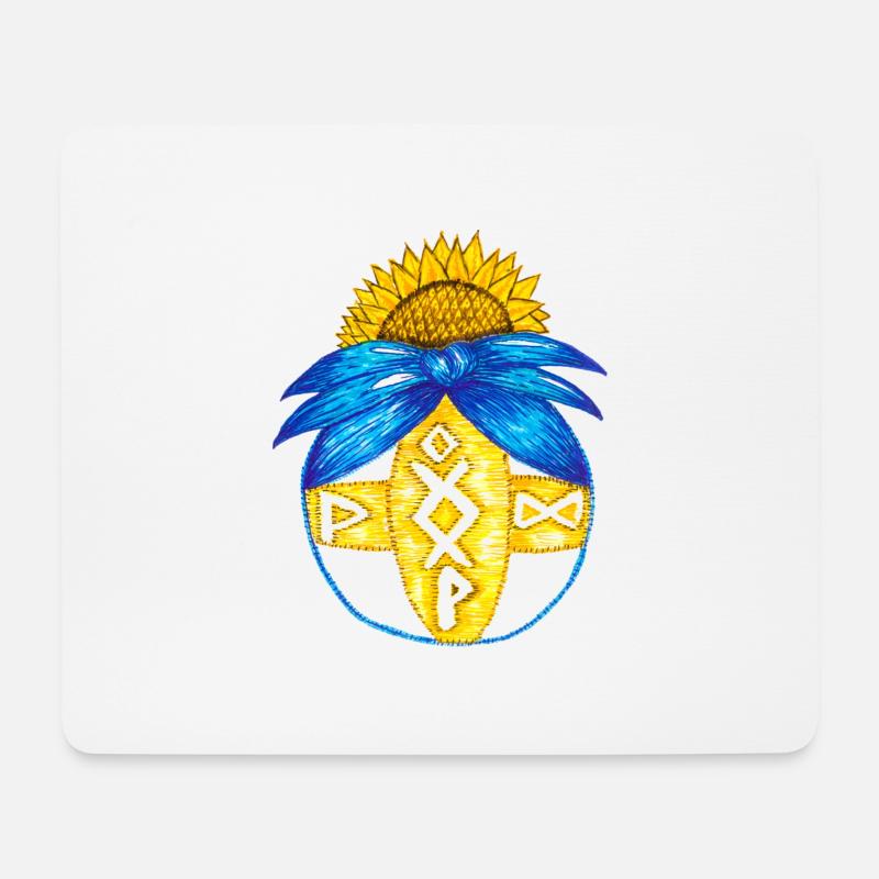 Motanka, traditionelle ukrainische Puppe. Gelb blau. - Mousepad (Querformat) - Weiß