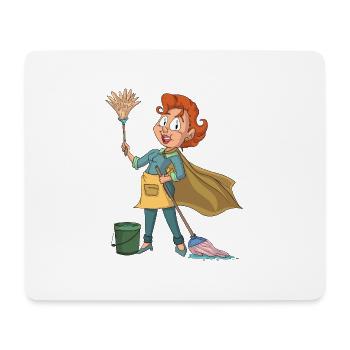 Super-héroïne de femme de ménage - Tapis de souris (format paysage) - blanc - Devant