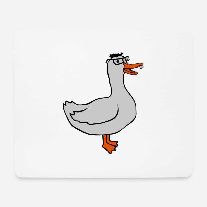 Lustige Nerd Gans Hornbrille - Mousepad (Querformat) - Weiß