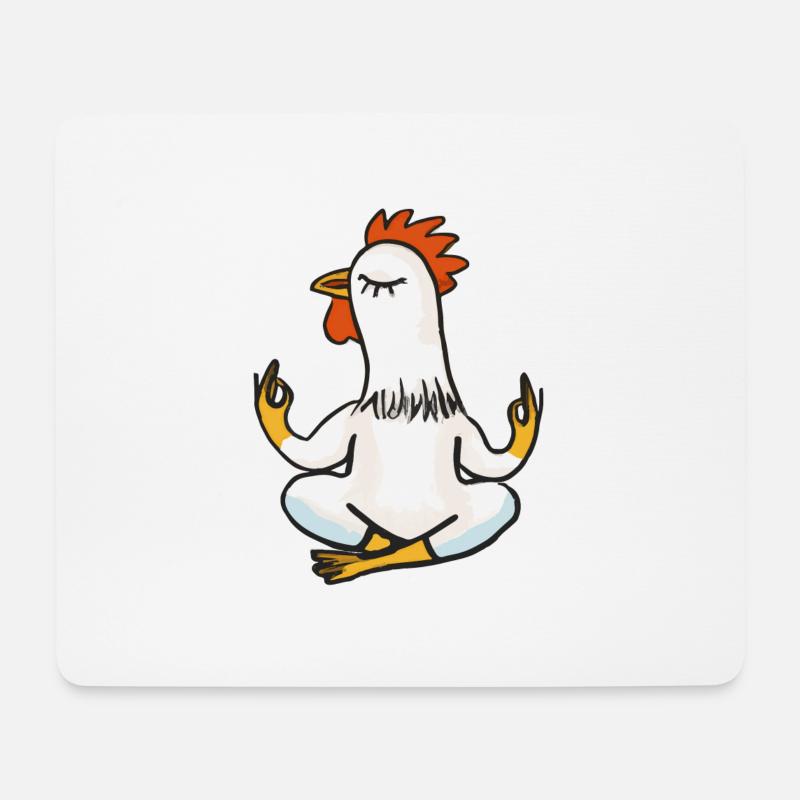 Huhn Hahn Yoga Lustig Geschenkidee - Mousepad (Querformat) - Weiß