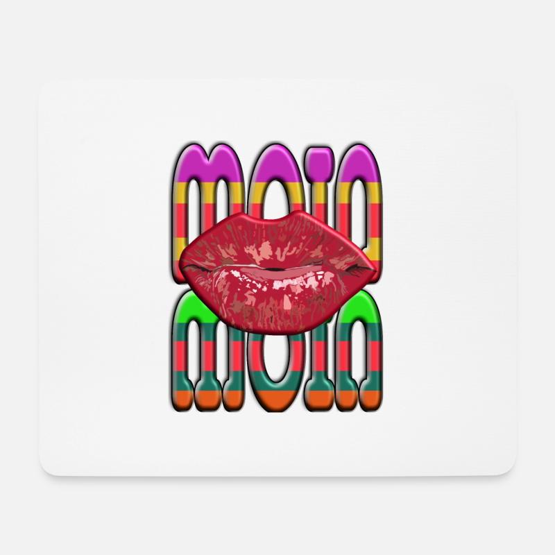 Moin Moin mit Kussmund zum Früstück - Mousepad (Querformat) - Weiß