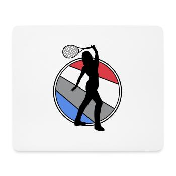 Tennis Match Ball Tennis Girl withRacket - Tapis de souris (format paysage) - blanc - Devant