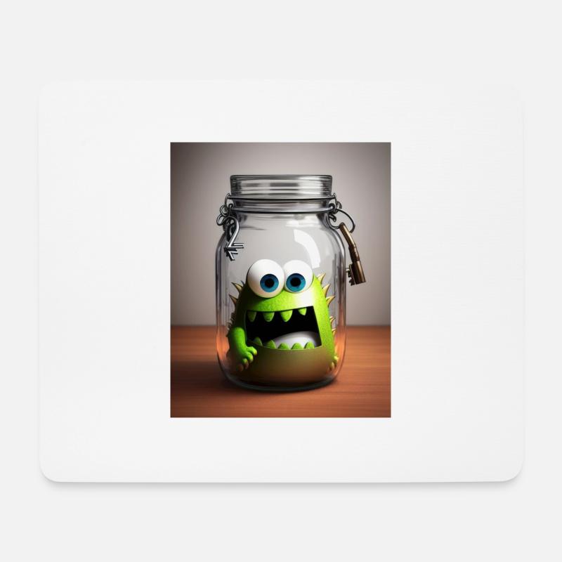 niedliches kleines Monster im Glas Halloween Horror Funn - Mousepad (Querformat) - Weiß