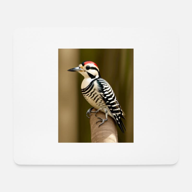 Pileated woodpecker red headed cool comic drawing - Mouse Pad (horizontal) - white