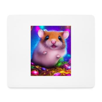 Cooles Comic-Porträt eines Hamsters - Mousepad (Querformat) - Weiß - Vorne