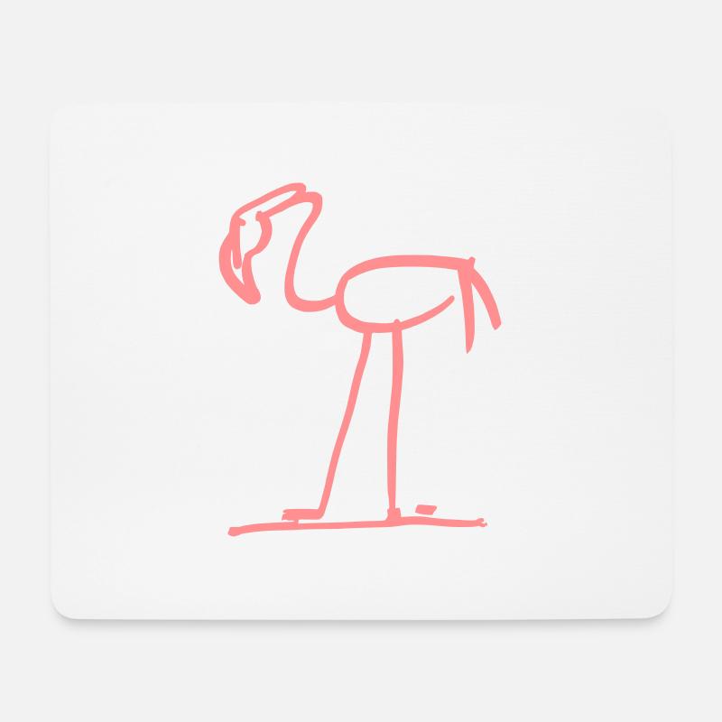 Flamingo Zeichnung Vogel Wasser Pink Rosa - Mousepad (Querformat) - Weiß
