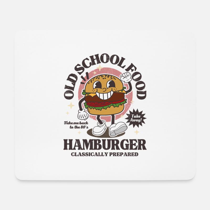 Old School Food Retro-Burger - Mousepad (Querformat) - Weiß