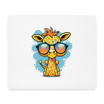 Kawaii mignonne girafe colorée heureuse avec des lunettes de soleil - Tapis de souris (format paysage) - blanc - Devant