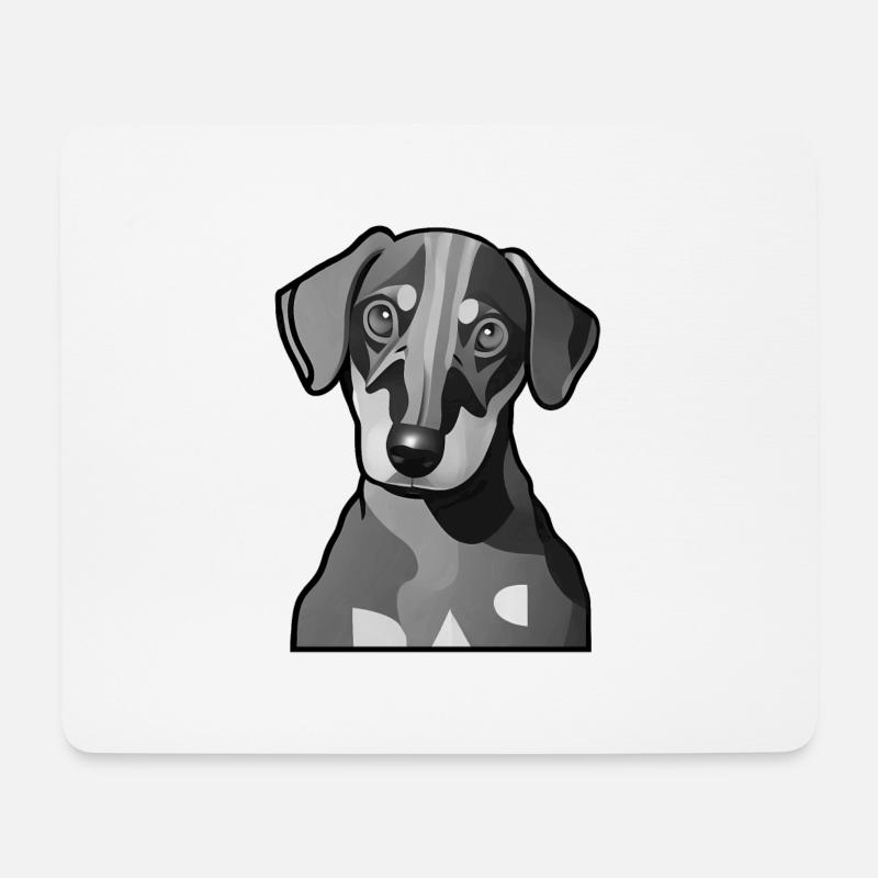 Dackel Design Grafik Motiv in Graustufen - Mousepad (Querformat) - Weiß
