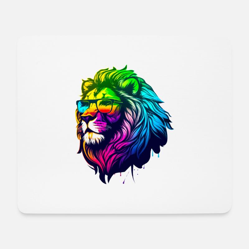 Brillen-Löwe - Mousepad (Querformat) - Weiß