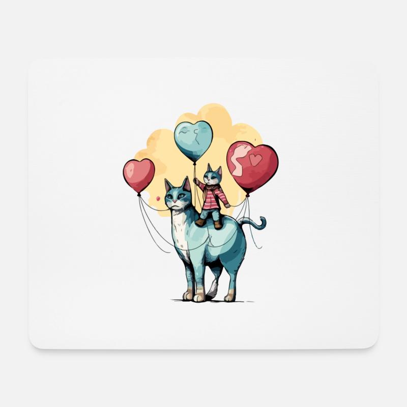 Katze Vater und Sohn - Mousepad (Querformat) - Weiß