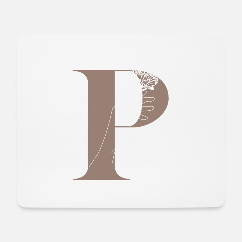 Buchstabe P Magischer Schmetterling - Mousepad (Querformat) - Weiß
