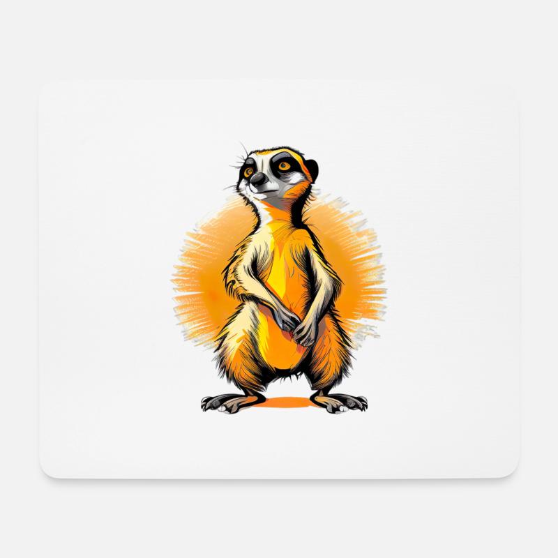 Stolzes Erdmännchen im Sonnenuntergang - Zoo Comic - Mousepad (Querformat) - Weiß