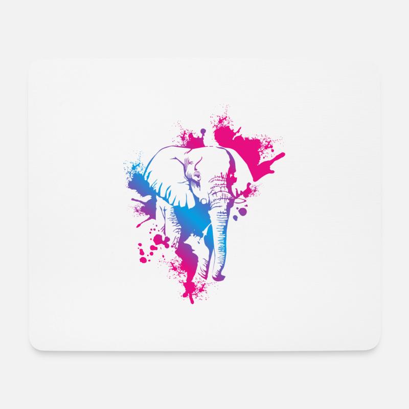 Elefant - Mousepad (Querformat) - Weiß