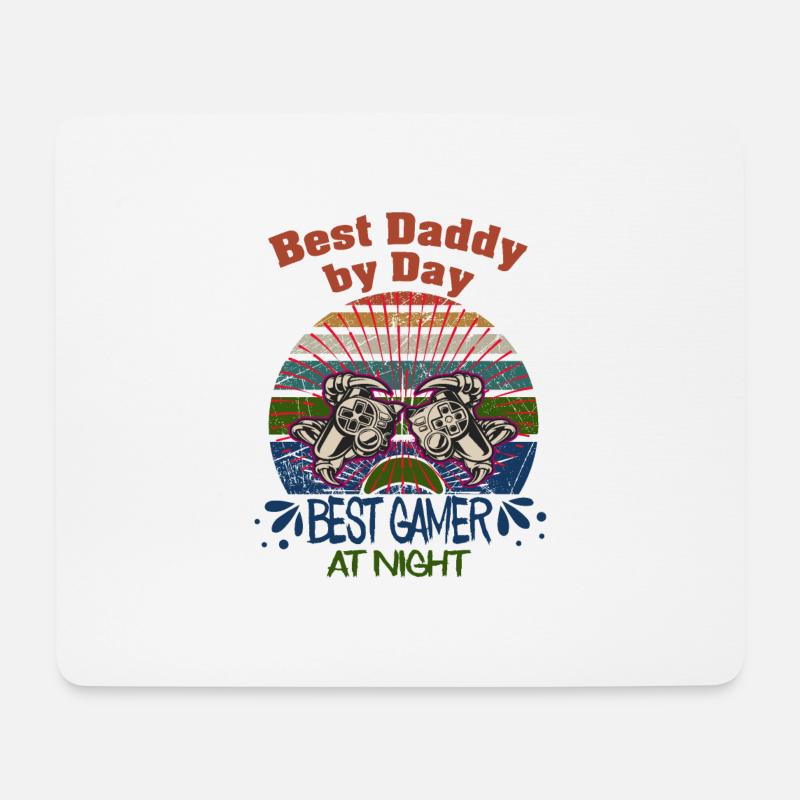 Daddy by Day Best gamer at night - Mousepad (Querformat) - Weiß