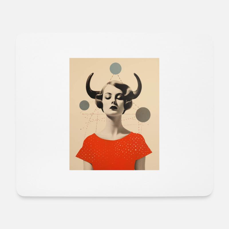 Stier Collage Kunst Astrologie - Mousepad (Querformat) - Weiß