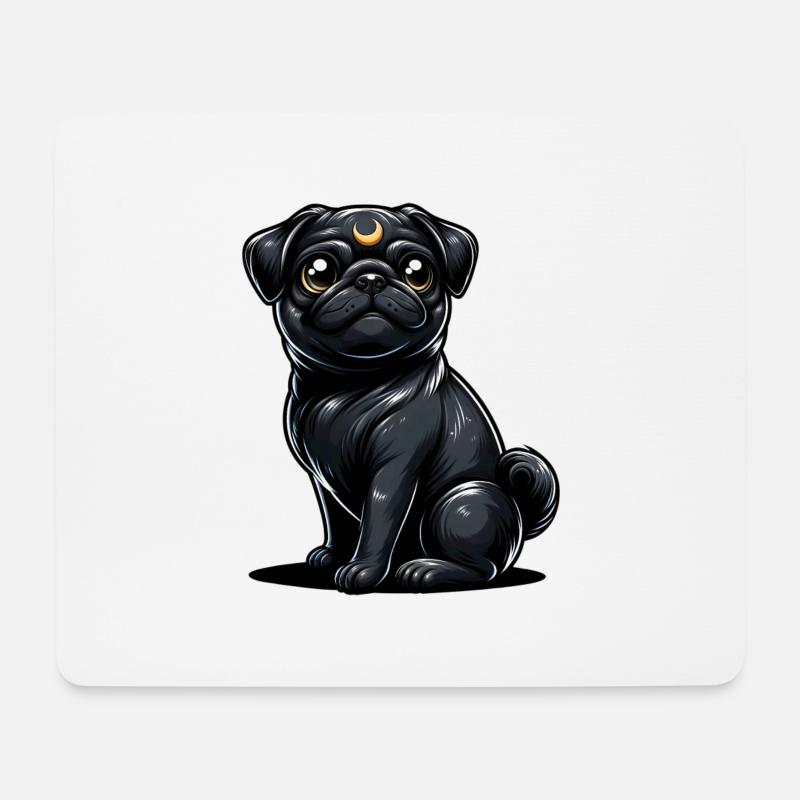 Mondwächter Mops - Mousepad (Querformat) - Weiß