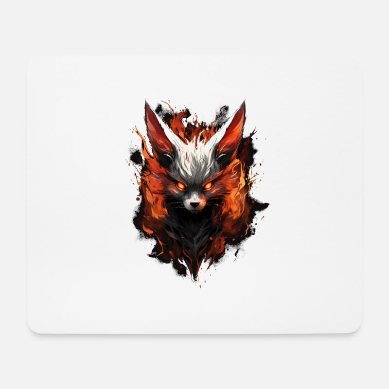 Volpe Demone Fennec Dämon Fuchs - Mousepad (Querformat) - Weiß