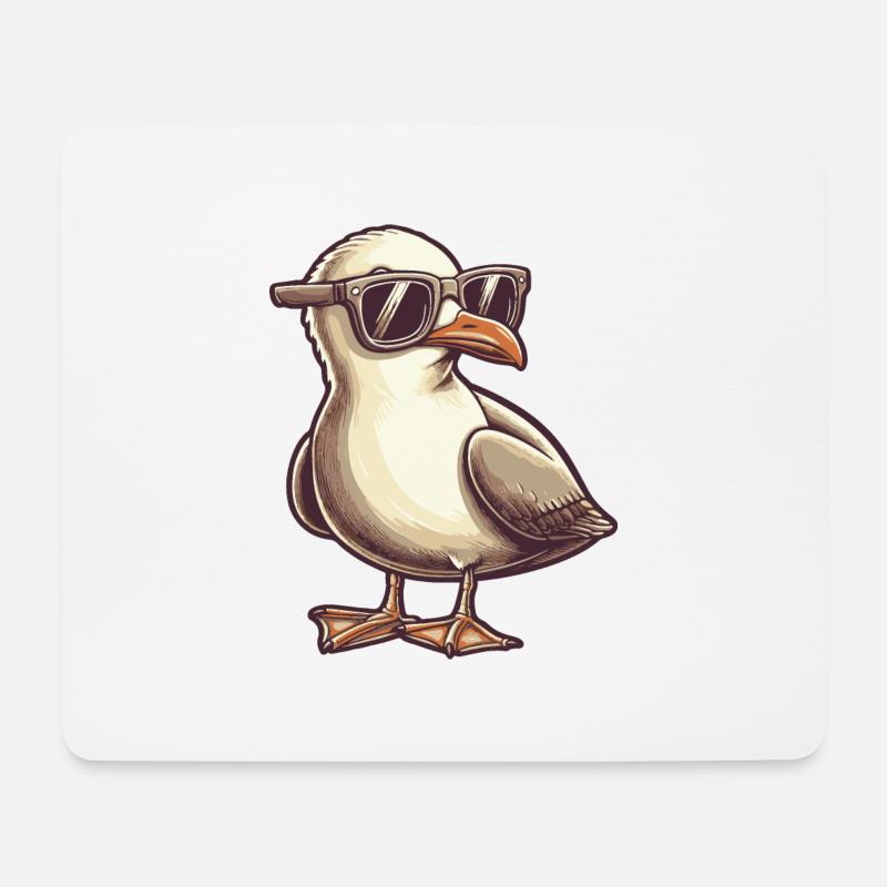 coole möwe mit sonnenbrille - Mousepad (Querformat) - Weiß