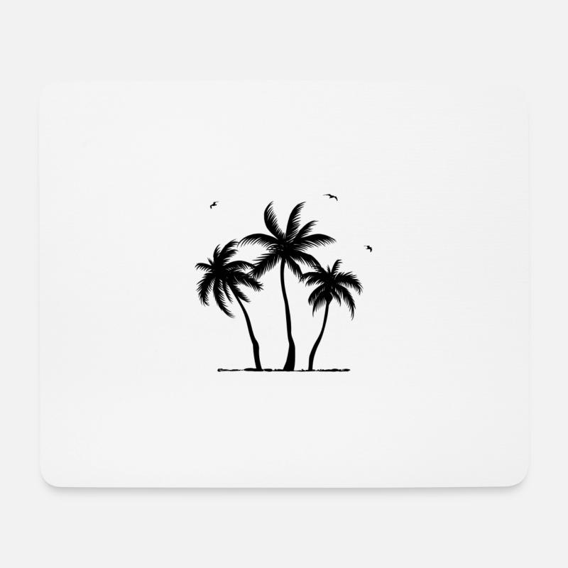 Palmen und Vögel - Mousepad (Querformat) - Weiß