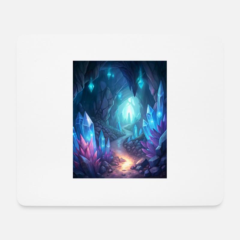 eine Höhle gefüllt mit glühenden Kristallen - Mousepad (Querformat) - Weiß