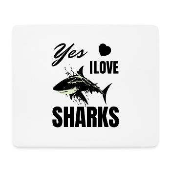 I Love Sharks - Funny Shark Motif for Shark Fans - Mouse Pad (horizontal) - white - Front