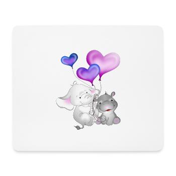 Ballon éléphant Hippopotame - Tapis de souris (format paysage) - blanc - Devant