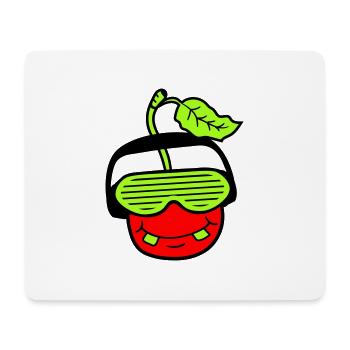 Kirsche DJ Obst Gesicht Grinst Party Club Musik - Mousepad (Querformat) - Weiß - Vorne