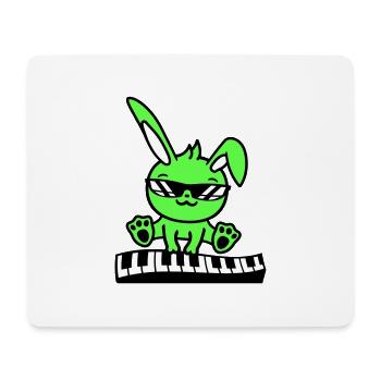 Easter Bunny Rabbit Cute Piano Keyboard Playing - Mouse Pad (horizontal) - white - Front