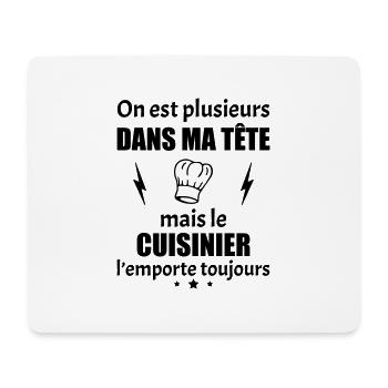 On est plusieurs dans ma tête cuisinier, cuisine - Tapis de souris (format paysage) - blanc - Devant
