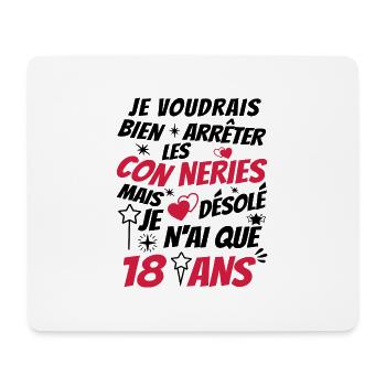j'ai 18 ans / t-shirt anniversaire 18 ans - Tapis de souris (format paysage) - blanc - Devant