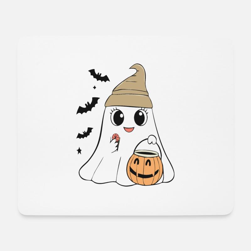Niedliches Halloween-Gespenst T-Shirt - Mousepad (Querformat) - Weiß