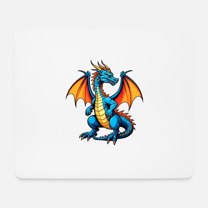 Blauer Dragon - Mousepad (Querformat) - Weiß