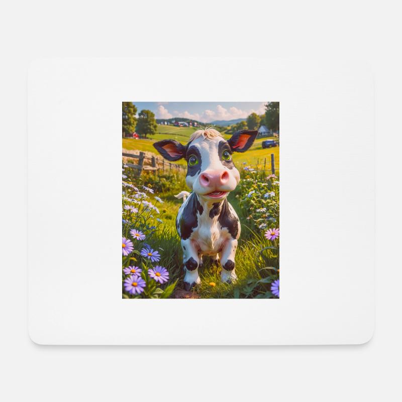 Super süße Tiere auf einem Bauernhof – Kuh - Mousepad (Querformat) - Weiß
