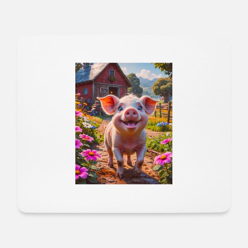 Super süße Tiere im Wald – Hausschwein - Mousepad (Querformat) - Weiß