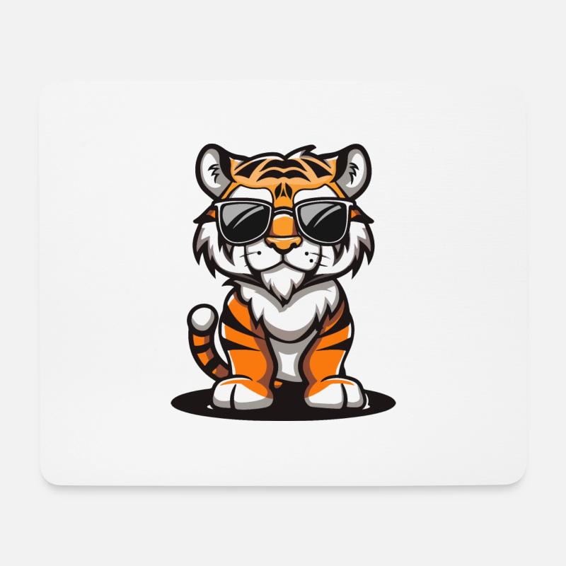 Tiger Comic Cool - Mousepad (Querformat) - Weiß