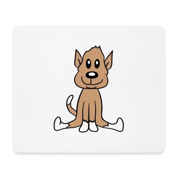 chien assis mignon petit chiot heureux animal de compagnie - Tapis de souris (format paysage) - blanc - Devant
