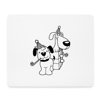 2 chiens anniversaire cadeau fête chapeau célébrer crapaud - Tapis de souris (format paysage) - blanc - Devant