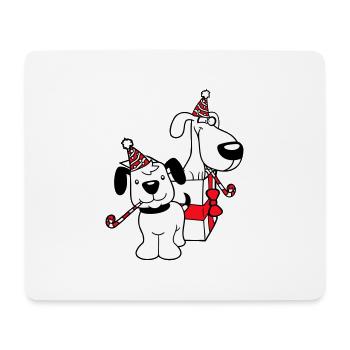 2 Hunde Geburtstag Geschenk Party Hut Feiern Tröte - Mousepad (Querformat) - Weiß - Vorne