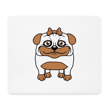 Dog Pug Girl Pretty Bow Woman Female - Mouse Pad (horizontal) - white - Front