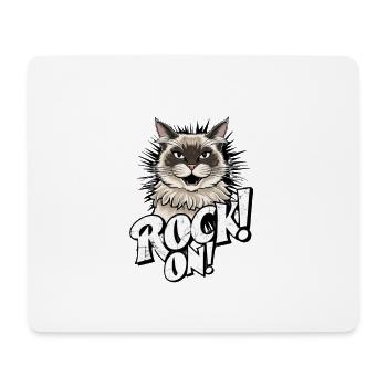 Katze - Rock on - Mousepad (Querformat) - Weiß - Vorne