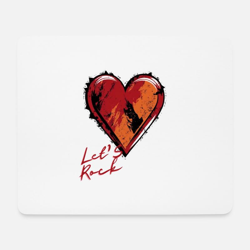 Herz - Lets Rock - Valentinstag und Freundschaft - Mousepad (Querformat) - Weiß